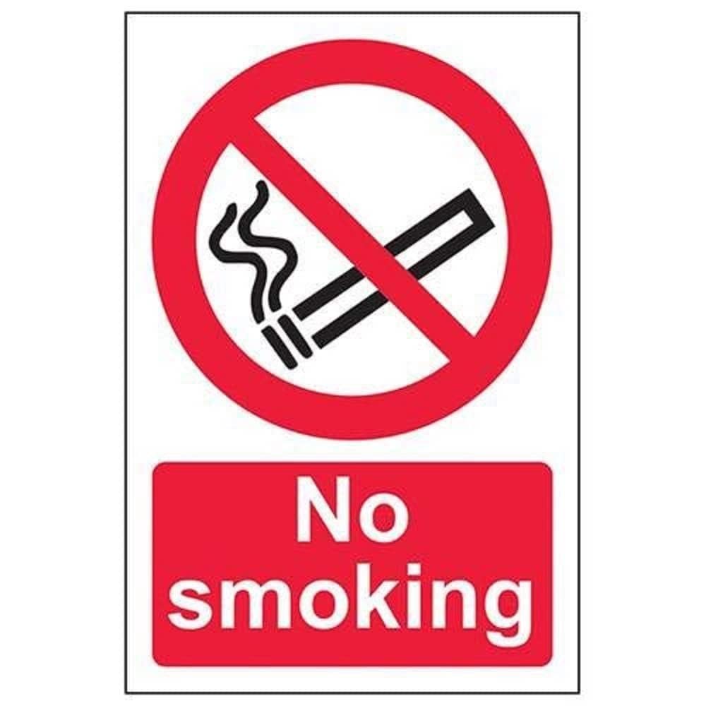V Safety No Smoking Prohibition Sign - Portrait - 150mm x 200mm - 2mm Rigid Plastic
