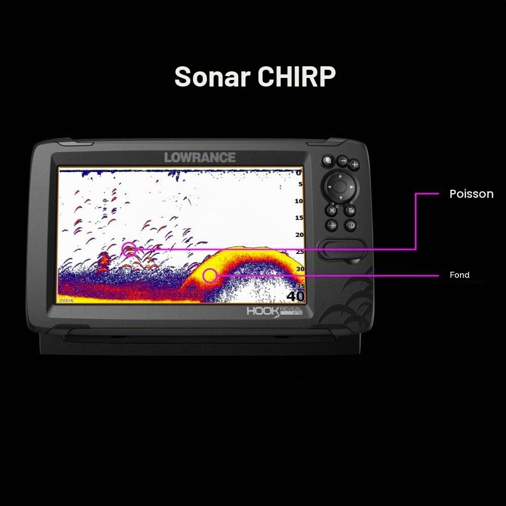 Lowrance Hook Reveal 5 SplitShot – Détecteur de Poissons de 12,7 cm avec transducteur SplitShot, cartographie intérieure C-Map préchargée des États-Unis