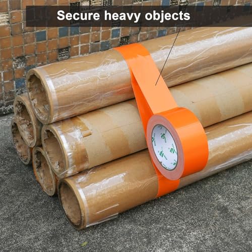 Image of BOMEI PACK Orange 2inch x 20yds Sticky Duct Tape Heavy Duty Strong Industrial Color Duct Tapeor Packing and Repairing 5 Pack