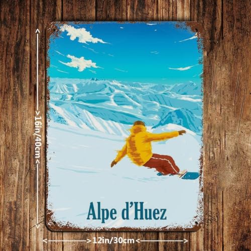 Alpe D'Huez affiche métal snowboard déco murale rétro 30x40