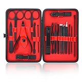 ネイルケアセット - ステンレス製プロ用爪切りセット - 巻き爪クリッパー/厚爪ハサミ/甘皮切り付き 18点式フットケアキット（ブラック）