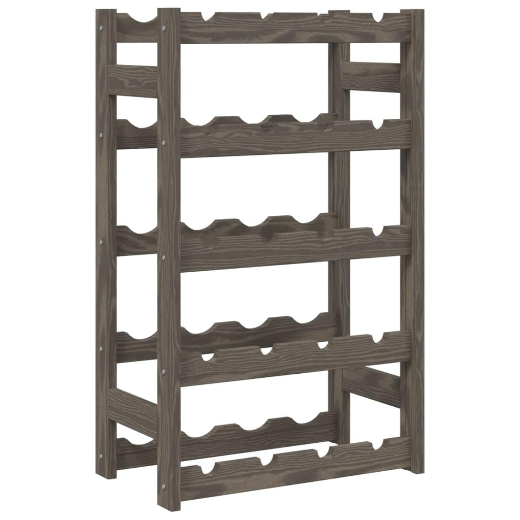 Porte-bouteilles de vin 20 bouteilles gris bois massif de pin