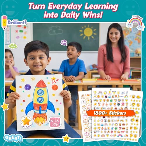 Image of 1800+ Reward Stickers Book for Kids | Cool Fun Sticker Set For Boys & Girls | Ideal for Teachers, Parents & Classroom Rewards Stickers, Learning, Achievement & Behavior Chart For Growing Children