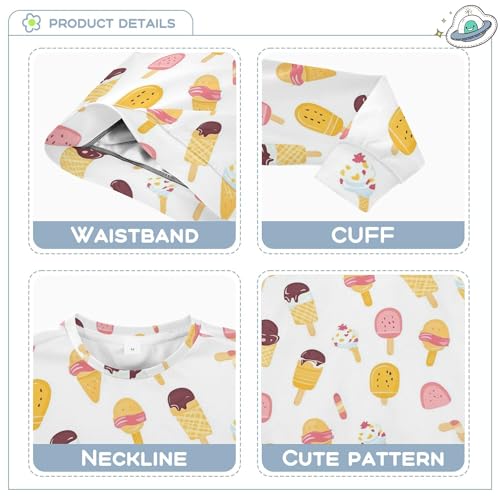 JUNZAN Ice Cream White Kids Boys Sweatshirt Hoodie Long Sleeve Kids Hoodies Boys Camping 4T3