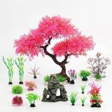 Suncalla 16 Pcs Aquarium Decor Artificial Plastic Plants Bul...