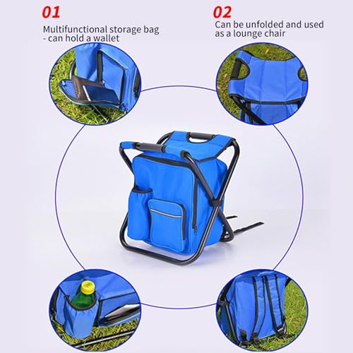 Chaise de camping portable légère avec sac à dos refroidisseur et structure acier