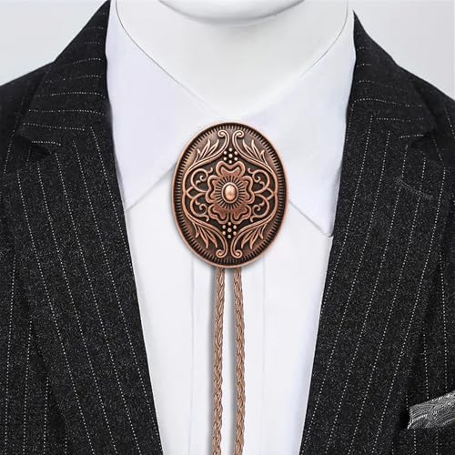 Image of GelConnie Floral Bolo Tie for Men Womens Bolo Tie Necklace Native American Black Men's Bolo Ties Western Cowboy Bolero Ties