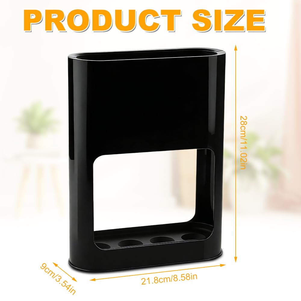 Paragüero Negro 4 Ranuras 28x21.8x9cm Bandeja de Goteo Extraíble Organizador Paraguas Largos Cortos