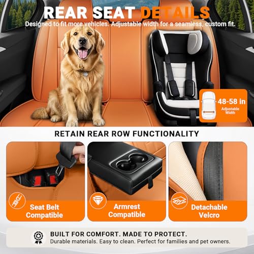 Image of Car Seat Cover for Chevrolet Trax Seat Covers 2015-2025, Nappa Leather Waterproof Seat Covers for Cars, Airbag Compatible, Automotive Car Seat Covers Full Set(5 Seats /Orange)