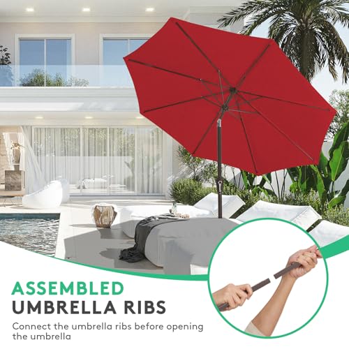 Image of JEAREY 10FT Outdoor Patio Umbrella, Market Umbrella, Light Red