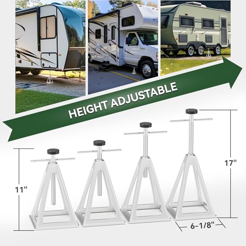 Image of RVGUARD RV Stack Jacks 8 Pack, Aluminum Stabilizer Jacks for RV Trailer Camper, Single Support Up to 6000 Lbs, Adjustable from 11 inch to 17 inch