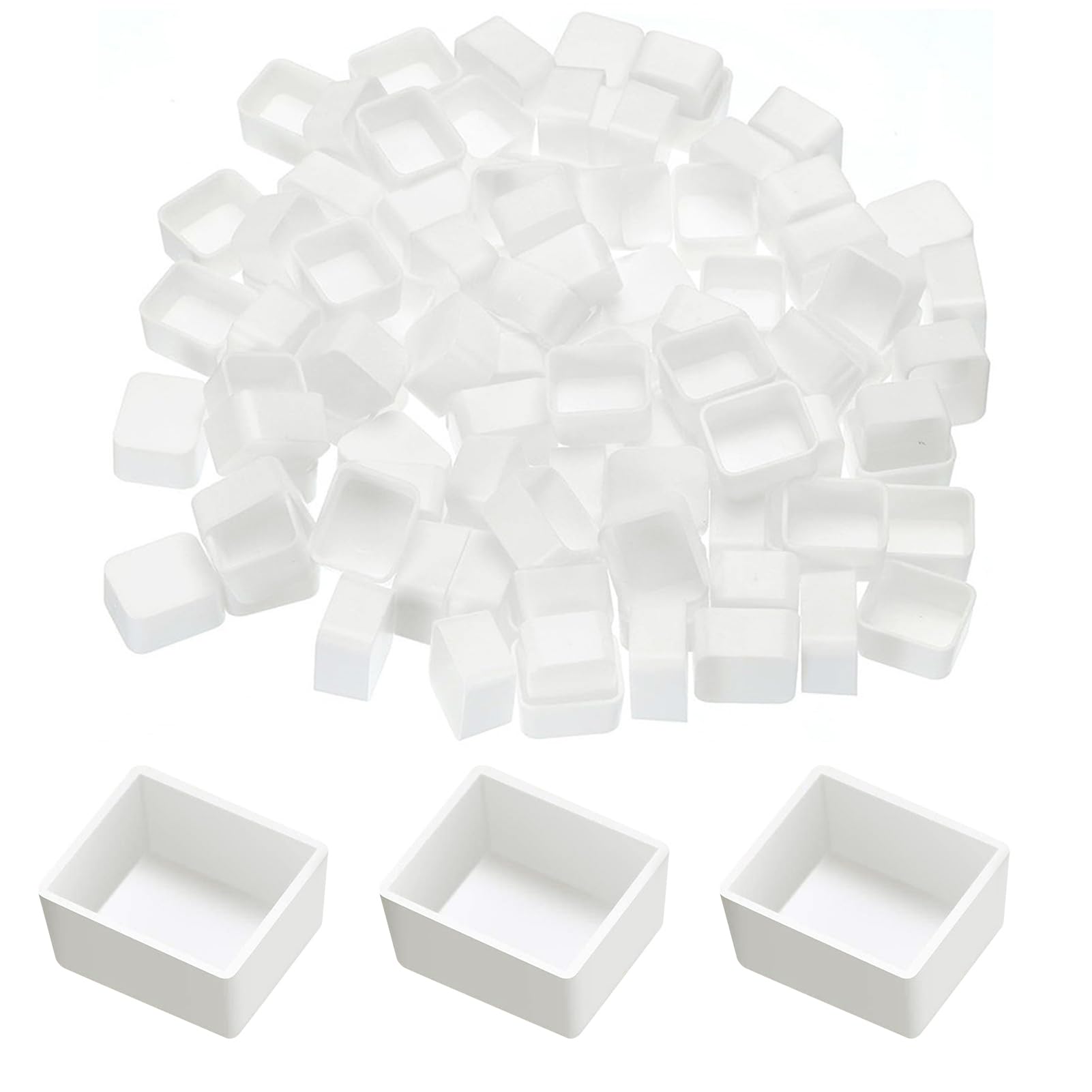 Azushwer White 50Pcs Painting Half Pans, Empty Watercolor Plastic Painting Half Pans For Diy Watercolor And Oil Paintings