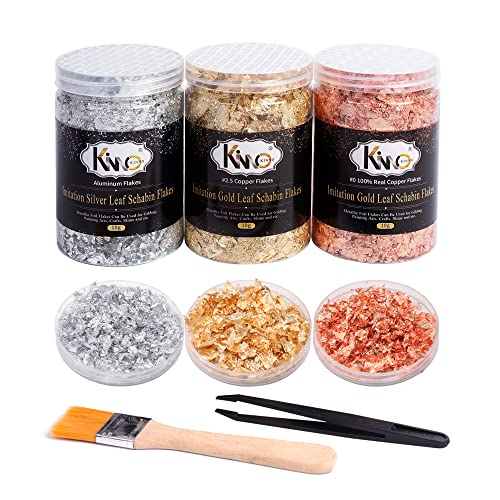 Gold Leaf Flakes Kit, 30g Gold Foil Gilding Flakes for Resin Jewelry Making,Painting Arts, Crafts, Nail Art,Craft