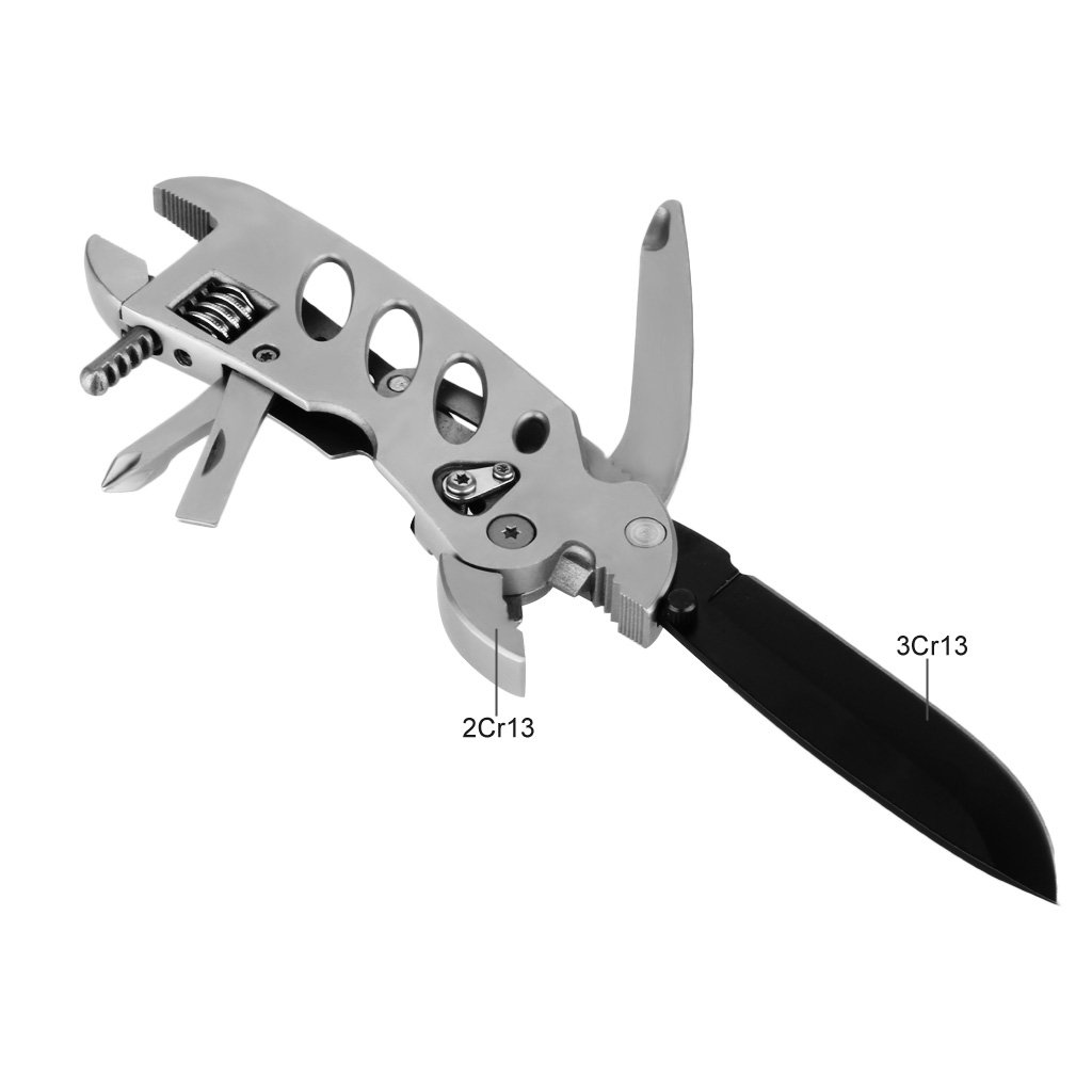 OUTU Multifonction outil clé couteau pince tournevis clé à molette - Outils de plein air avec étui en nylon