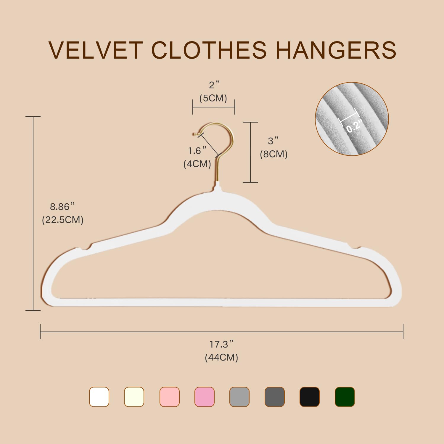 Perchas de terciopelo de 45 cm, percha de fieltro antideslizante, perchas resistentes con muescas en los hombros, perchas para ahorrar espacio para abrigos, pantalones, sílabas, 52 unidades | Perchas antideslizantes para ropa que ahorran espacio para dise