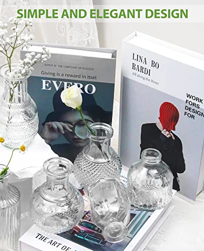 Buibn Bud Vases In Bulk 24, Clear Bulk Vases Set,Wedding Centerpieces For Tables, Small Vases For Flowers, Floral Vases For Centerpieces, Mini Vase, Vintage Glass Tiny Vase For Rustic Home Decoration #TOP3