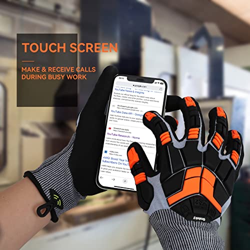 Graloky Safety Work Gloves With Impact Protection For Men Women, Touch Screen Anti-Slip Tpr Heavy Duty Gloves With Nitrile Grip, Cut Resistant Gloves For Mining/Gardening/Farming/Construction (Large) #TOP4