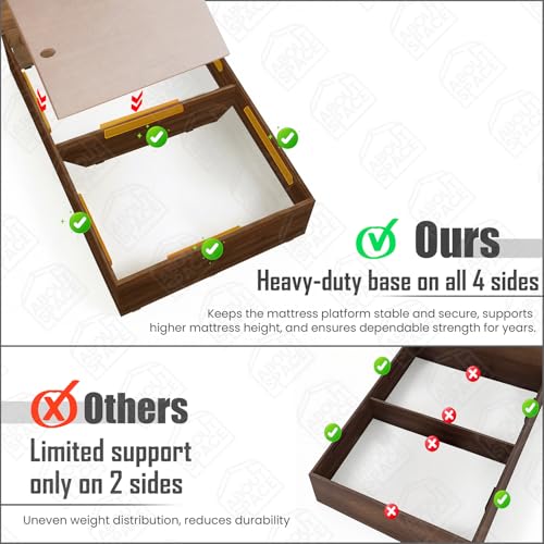 Image of ABOUT SPACE Bed - (80 x 38 inches) Single Bed Without Storage | Engineered Wooden Bed Frame with Airflow & MDF Support Board for Mattress | 1-Year Warranty Cot for Bedroom - Columbia Walnut