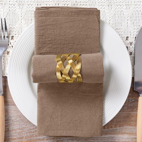 Image of MLMC 4 Pack Nude Cloth Napkins Rustic Washable Cotton Linen Napkins Set of 4 17 inchx17 inch Reusable Brown Dinner Napkins Cloth for Wedding Party Reception Gathering Table Decorations