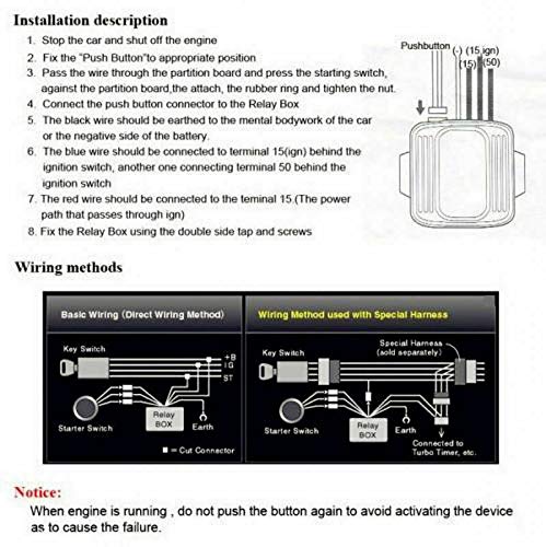 Push Start Button, MACHSWON Car 12V LED Engine Start Push Button Switch Ignition Input Kit