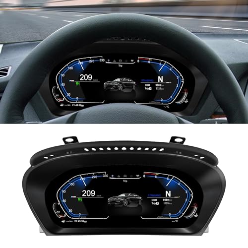 Digital Cluster for BMW E60 E61 2003-2009, Instrument Panel Screen: 12.3" Car Gauge with Digital Dashboard Windshield Kit, Aftermarket Car Dashboard Replacement Plug Play Panel