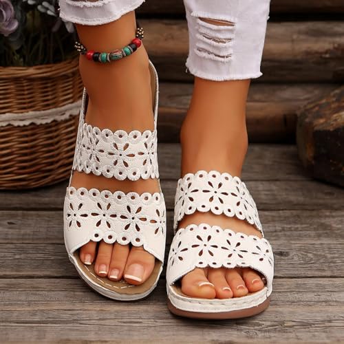 Women's Sandals Open Toe Hollow Out Wedge Sandal Arch Support Slides Sandals Beach Travel Walking Shoes Orthopedic Platform Shoes Comfortable Lightweight Walking Shoe 5