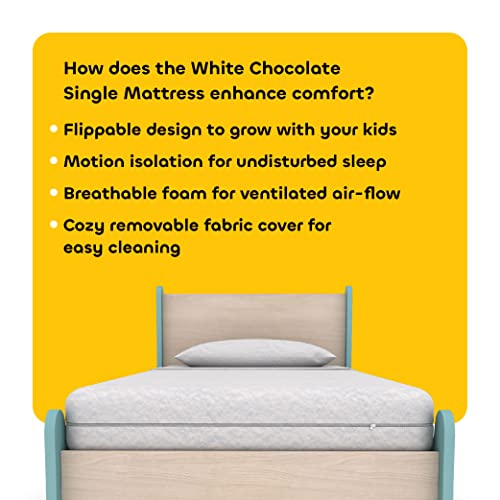 Image of Smartsters Reversible Flip Mattress for Kids | White Chocolate | Rectangle | Single Bed Size 6 | Mattress Single Bed Pure Cotton for Bedroom or Sofa