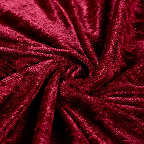 Stretch Panne Velvet Velour Burgundy, Fabric by the Yard - Thumbnail 3