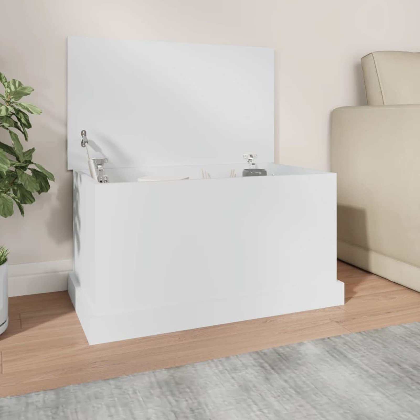 Homgoday Caja portaobjetos blanca 70 x 40 x 38 cm madera multicapa armario interior, mesa contenedor de jardín, armario portaherramientas, armario escobero interior para baño interior casa