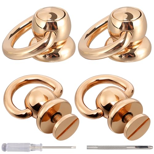 Notgia 4Pcs D Rings for Purse Brass Rivets for Leather