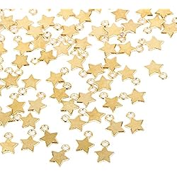Dijes De Oro FLOFIA 100pcs Dijes Estrellas Oro dorado Mini Colgante Star Chapado Oro Aleación Vintage Retro 3D para Pulsera Collares Pendiente Bisutería Joyería Artesanía DIY (8 * 11mm)