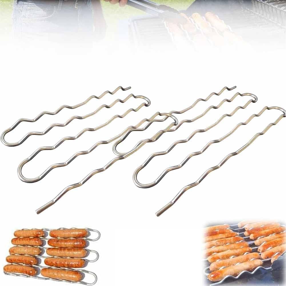 Rullo per salsicce in acciaio inox, girevole a 360°, per salsicce cotte uniformemente, supporto girevole per hot dog, barbecue all'aperto, campeggio