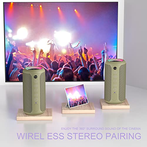 Image of Ortizan Portable Bluetooth Speakers, IPX7 Waterproof Wireless Speaker with 24W Loud Stereo Sound, Outdoor Speaker with Bluetooth 5.3, Deep Bass, RGB Lights, Dual Pairing, 30H Playtime for Home