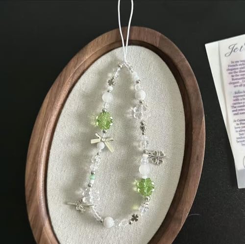 Image of 2 Pcs Phone Charms for Girls, Phone Charm Accessories, Charms for Phone Case, Phone Charms, Flower and Four Leaf Clover Bead Chain