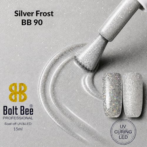 Image of BOLT BEE 15ML Gel Nail Polish 1Pc Clear Pink Glitter Nail Polish Soak Off UV LED Nail Gel Polish Nail Art Starter Manicure Salon DIY at Home, 0.5 OZ (1) (90)