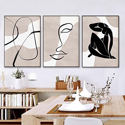 Art impression ligne femme rétro sur toile de qualité pour salon moderne