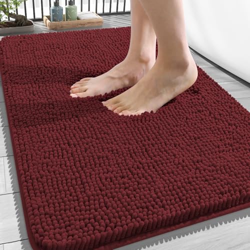 Image of OLANLY Bathroom Rugs 34x21, Extra Soft Absorbent Chenille Bath Rugs, Rubber Backing Quick Dry, Machine Washable Bath Mats for Bathroom Floor, Tub and Shower, Home Decor Accessories, Andorra Red-Brown