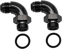 Vista 18 de 45 grados 6AN macho Flare a 6AN ORB puerto adaptador de flujo completo aluminio negro