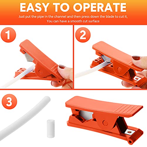 Image of 3 Pieces PTFE Plastic Tubing Cutter Hose Tube Cutter Pipe Accurate Tube Cutting Tool for Nylon PVC PU Tubing and Hose Cut up to 3 /4 Inch OD (Red)