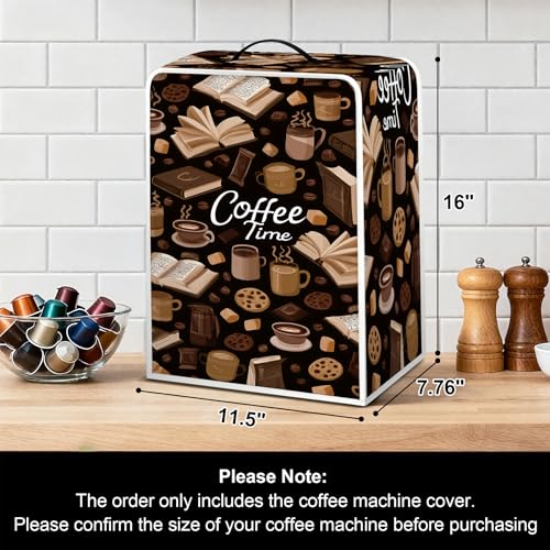 Image of Universal Coffee Maker Cover, Durable Polyester Lightweight Long-Lasting Dustproof Cotton Blend Appliance Protector for Kitchen Countertops (Deep Brown)