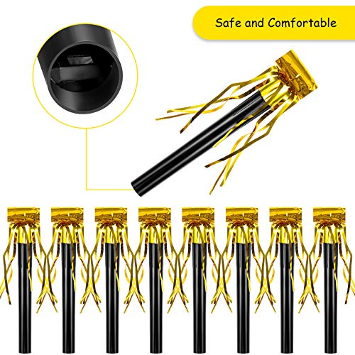 Skylety 18 Pieces Party Squawkers Party Blower Noisemakers Blowouts Whistles Fringed Noise Maker Gold Musical Blowouts For New Year Party Birthday Party Supplies #TOP2