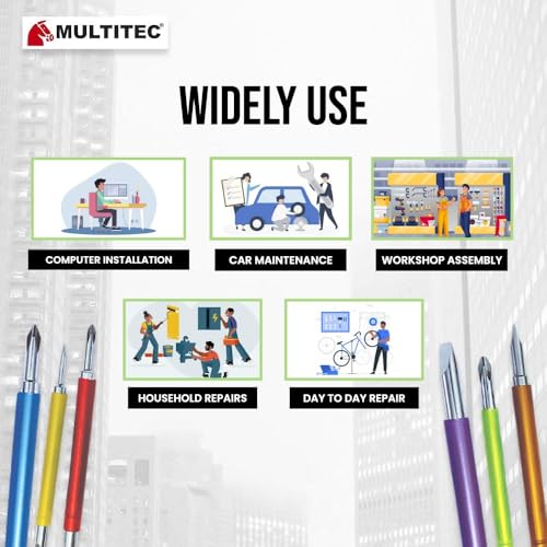 Image of MULTITEC SDK-777iC 7-in-1 Insulated Screwdriver Kit | Electrician Tool Set with Voltage Tester | Heavy-Duty Electrical Maintenance Toolkit