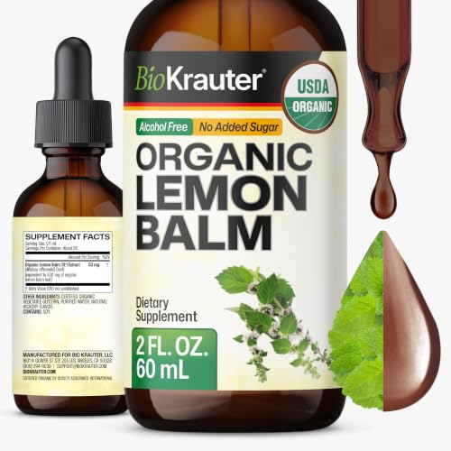 USDA Organic Lemon Balm Tincture for Sleep, Mood...