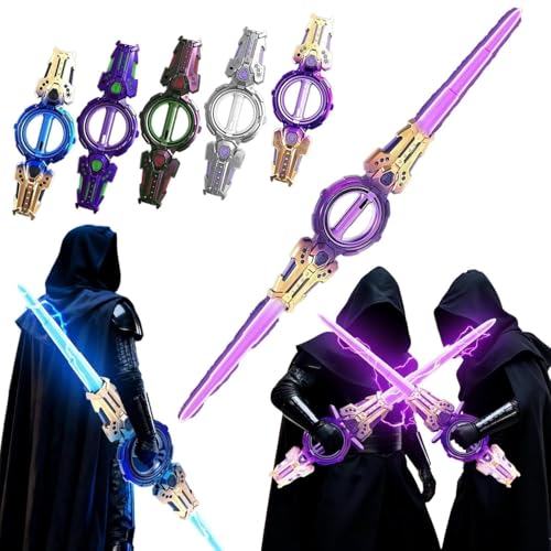 Image of Fire Spin Sword Double-Edged Lightsaber Toy with 7-Color LED Lights & Sound, Role-Play for Kids Battles 360 Rotating