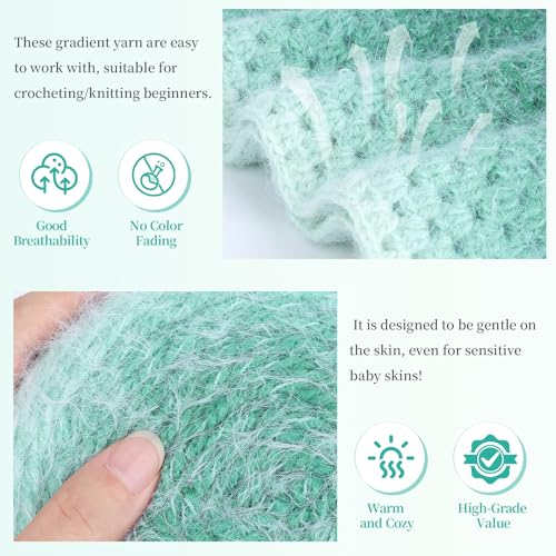 Image of Aeelike Ombre Yarn for Crocheting, 4 PCS Colorful Gradient Yarn #4 Medium, Each 190g(6.7 oz) 400m(437.5 Yards) 71% Acrylic 29% Nynon, Soft Cake Crochet Yarns for Blanket, Scraves, Sweaters, Color K