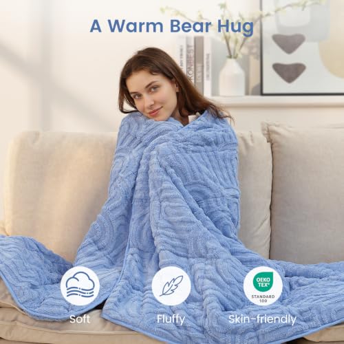 Image of Sherpa Fleece Weighted Blanket for Adults, Dual Sided Soft, 60 inchx80 inch 15lbs