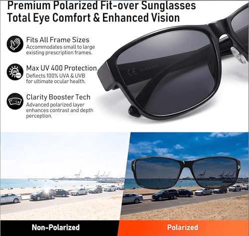 Image of yodo Fit Over Sunglasses for Men & Women - Polarized UV400 Anti-Glare Sunglasses for Driving, Fishing, Cycling