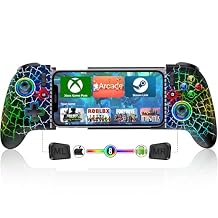 Mocagen Phone Controllers for iPhone/Android/Switch/Oled/Switch 2 - Hall Effect Joysticks & Triggers, Mobile Gaming Controller with 7 RGB Light, Macros, Turbo, Keylinker APP, Mac
