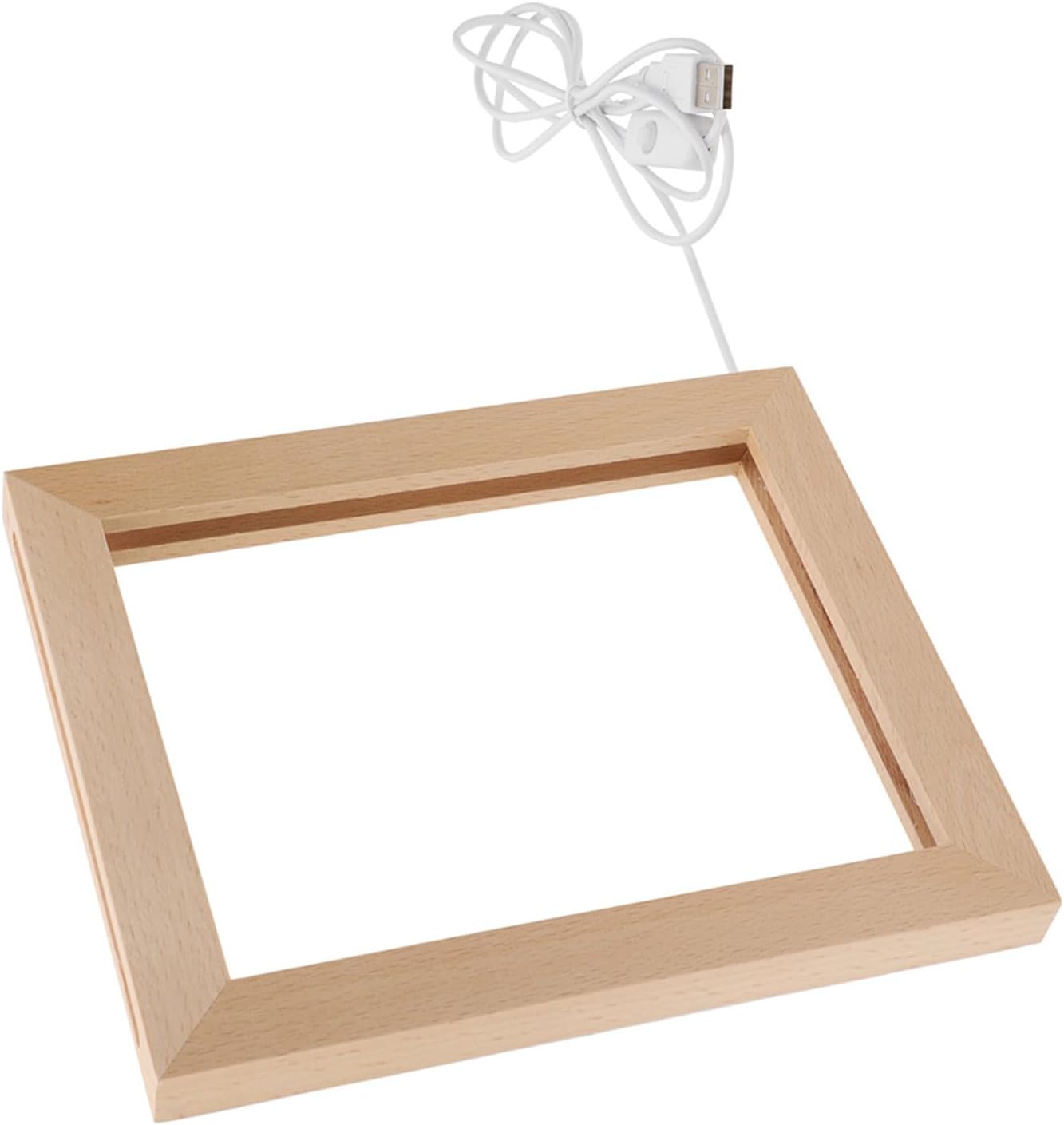Cornice LED in legno e acrilico per foto, beige
