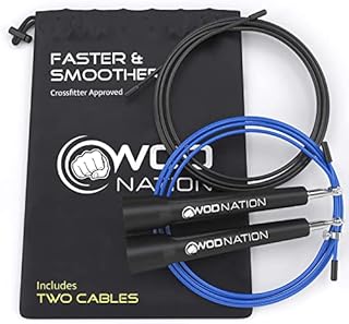 WOD Nation Speed Jump Rope - Blazing Fast Jumping Ropes - Endurance Workout forCrossfit, Boxing, MMA, Martial Arts or Just Staying Fit - Adjustable for Men, Women and Children